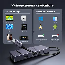 Док-станція USB-C UGREEN Revodok Pro CM880 хаб 7 в 1 сірий (75774) - мініатюра 9