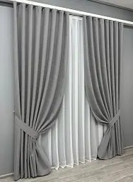 Комплект штор VR-Textil Ashen Night блекаут 2 шт 150x290 см сірий (1851ш) - мініатюра 3