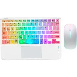 Клавиатура Koyo с подсветкой, тачпадом и мышью white Russian Bluetooth
