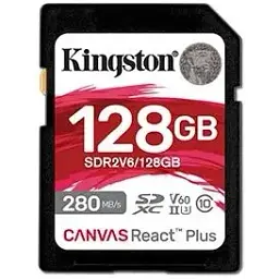 Карта пам'яті Kingston SDXC 128GB UHS-II/U3 Class 10 Canvas React Plus V60 SD R280/W100MB/s (SDR2V6/128GB)