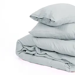 Комплект постільної білизни MirSon Natural Linen Caspian льон двоспальний сіро-блакитний (2200008248253) - мініатюра 2