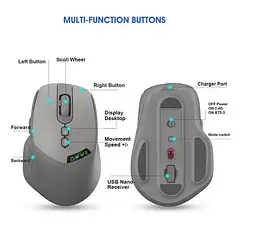 Миша бездротова 2 режимна Apayado T02 Pro Dual Mode Wireless Mouse сіра - мініатюра 3