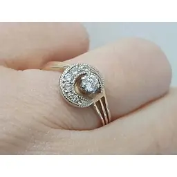 Золоте кільце ЮЗ "Багет" з діамантами. 9В410162536/14 18 - мініатюра 2