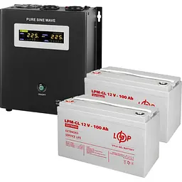 Джерело безперебійного живлення [ДБЖ] LogicPower W1500 + 2 x LPM-GL батарея 12V - 100Ah [19801] [110356]