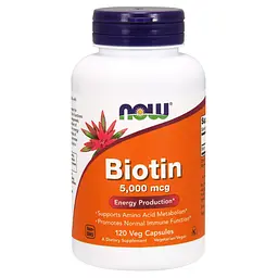 Біотин, Biotin, 5000 мкг, 120 вегетаріанських капсул Now Foods vit0002044