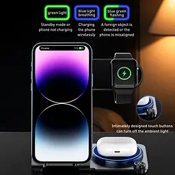 WiWU WI-W005 — бездротова зарядна станція 3 в 1 для iPhone, Apple Watch та AirPods - мініатюра 5