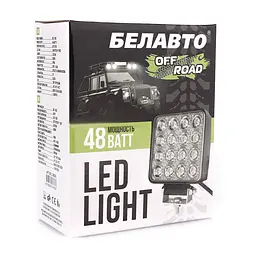 Додаткова LED фара БЕЛАВТО 48W 108x108x58 mm (3W x 16) 10-30V Далеке світло 1 шт. (1803S) - мініатюра 2