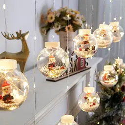 Світлодіодна гірлянда штора роса з кульками з наповненням Xmas 8 режимів 200 LED 3x0,7м Теплий білий - мініатюра 9