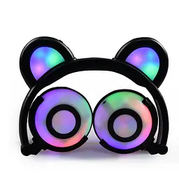 Навушники Linx Bear Ear Headphone з ведмежими вушками LED підсвічування 350 mAh Чорний (SUN1859) - мініатюра 4