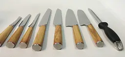 Набір ножів із дамаської сталі Damascus DK-OK 4000 AUS-10 сталь 67 шарів 9 предметів - мініатюра 7