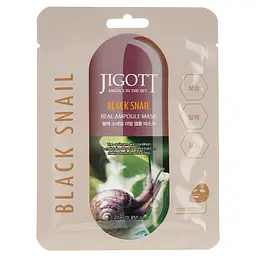 Маска для лица Jigott Black Snail Real Ampoule Mask, с муцином улитки, 27 мл