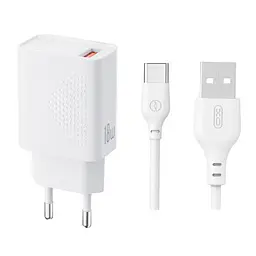 Зарядний пристрій XO L159 (EU) QC18W 1USB-A Quick Charger TYPE-C Білий