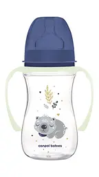 Пляшка з широким отвором антиколікова 240 мл "Sleepy Koala" Canpol babies Cиня