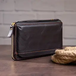Чоловічий клатч-барсетка з ремінцем на руку 14655 Vintage коричневий - мініатюра 9