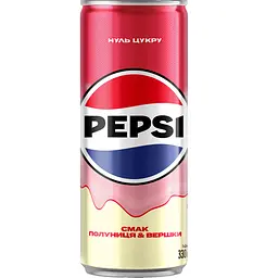 Напій Pepsi Полуниця та вершки безалкогольний сильногазований з/б 0.33 л 