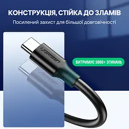 Кабель UGREEN US184 USB-A - USB-C USB 3.0 2,4 А 2 м чорний (20884) - мініатюра 4