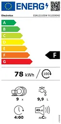 Посудомийна машина Electrolux Electrolux, 9 комплектів F, 45 см, інвертор, білий - мініатюра 8