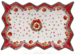 Блюдо фарфорова "Різдвяний орнамент" BonaDi 25х16 см kuh0007897
