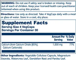 Вітаміни Solaray Calcium Citrate 1000 мг 120 капсул - мініатюра 2