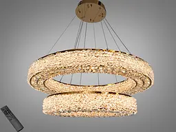 Розкішна підвісна LED люстра Diasha 7932/800+500S-gold золота кришталева 71 см 126W з пультом
