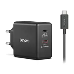 Блок питания для ноутбука Lenovo Dual USB-C 65W GaN Charger (40AW065BEU) - миниатюра 3