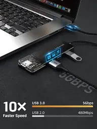 Концентратор Cabletime USB C/A – 4 Port USB 3.0, 5Gbps, 0.15 m (CB05B) - миниатюра 4