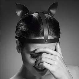 Маска кішечки Bijoux Indiscrets Maze - Cat Ears Headpiece Black, екошкіра - мініатюра 3