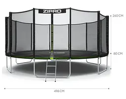 Батут із внутрішньою сіткою Zipro Jump Pro 16 футів 496 см чорно-зелений (5902659840752) - мініатюра 9