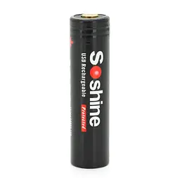 Акумулятор 18650 Li-Ion Soshine USB-3.7-2600 microUSB 2,5A 2600 мА·год - мініатюра 3