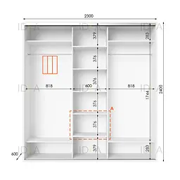 Шафа-купе Idea серія 2 230 x 60 x 240 см Білий Дзеркало - мініатюра 2