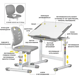 Комплект меблів Evo-kids Evo-06 Plus Grey: стіл+стілець (Evo-06 Plus G) - мініатюра 3