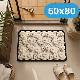 Килимок у ванну 50×80 см — м’який килимок для ванної кімнати з об’ємним квітковим дизайном KT9000702 - мініатюра 2