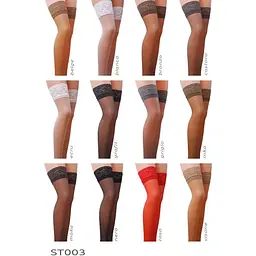 Панчохи ST003 3/4 beige - Passion: класичні, на ажурній силіконовій резинці - мініатюра 3