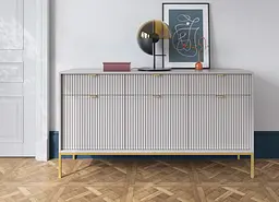 Комод Perfect Home Нова / Nova 3-дверний з 3 шухлядами і золотими ніжками KSZ154 Сірий (PFH-091243)