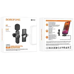 Петличний бездротовий мікрофон Borofone BFK12 Trophy lavalier Lightning Black - мініатюра 6