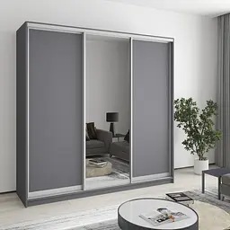 Шафа-купе тридверна MebelStar Комбо AL 2ДСП/Дзеркало 210x60x210 см Антрацит (MBS-3345)