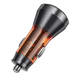 Автомобільний зарядний пристрій 3 порти - Hoco NZ12D Lucky 2*Type-C + 1*USB 60W жовтогарячий - мініатюра 3