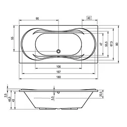 Ванна акрилова Rho Supreme 180x80 BA5500500000000 Білий - мініатюра 2
