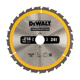 Диск пиляльний DeWALT CONSTRUCTION 216 х 30 мм, 24z (ATB) - 5 градусів (DT1952)