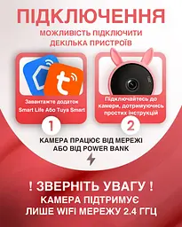 Відеоняня Baby Monitor з гнучким кріпленням і підключенням до смартфону Wifi/Bluetooth якість HD датчик звуку, руху, нічне бачення і колискові Рожева - мініатюра 6
