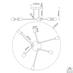 Люстра BELFAST R 740x190 мм Чорна на 6 ламп E27 ESLLSE - мініатюра 10