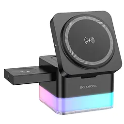Бездротовий зарядний пристрій BOROFONE BQ33 Clever 3-in-1 vertical wireless fast charger (чорний)