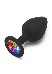 Анальна пробка з кристалом ToyJoy Rainbow Booty Jewel Medium, 8 см (чорний)