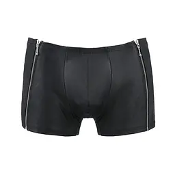Чоловічі шкіряні боксери з блискавками Passion 049 SHORT MATT L/XL Black - мініатюра 5