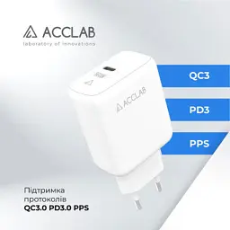 Зарядний пристрій ACCLAB AL-TC125 1хType-C 5В/3A/25W QC/PD3.0 (1283126538841) - мініатюра 5