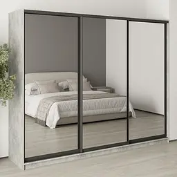 Шафа-купе тридверна MebelStar Комбо BG 3 Дзеркала 260x60x210 см Бетон (MBS-9326)