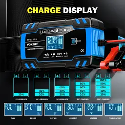 Автомобільний зарядний пристрій Foxsur FBC122408D 12V 8A / 24V 4A Автоматичний імпульсний з функцією відновлення Blue (19434) - мініатюра 8