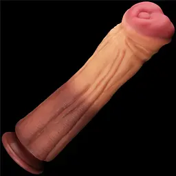 Фалоімітатор LoveToy Dual Layered Silicone Cock 12" 30 см коричневий - мініатюра 2