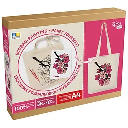 Набір для творчості Rosa Talent екосумка-розмальовка, Flowers, 38х42 см (4823098544623)
