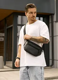 Велика чоловіча сумка на пояс бананка Sambag Tirso Max чорна 38 × 17 × 6 см (80341001m)